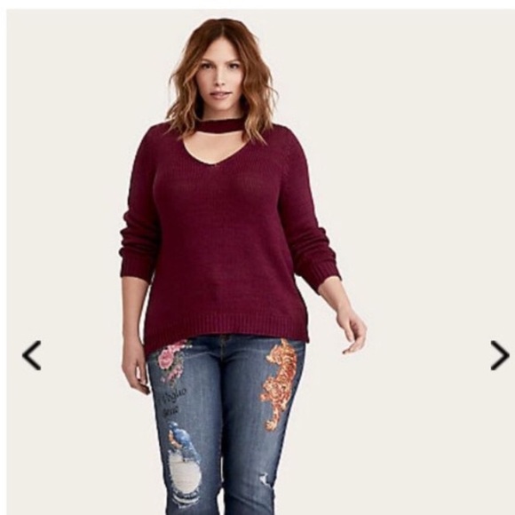 Torrid Sz 4 Purple Cutout Choker Neck Sweater - Picture 2 of 8